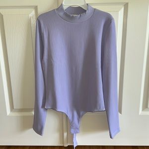 Light Purple Mock Neck Ribbed Bodysuit